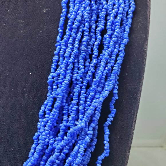 Signature cobalt blue seed bead multi strand necklace 20 strand - Picture 3 of 5